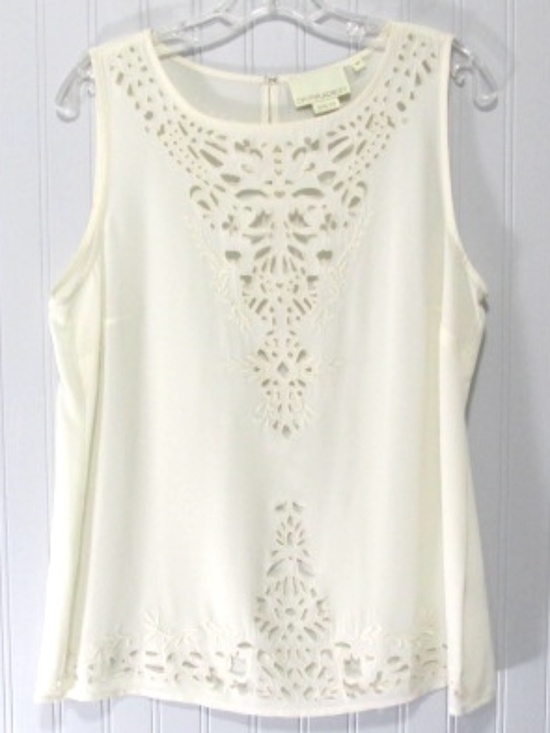 Cynthia Rowley Tops - Ivory Silk NWOT Sleeveless Cut-Out Top, Size M